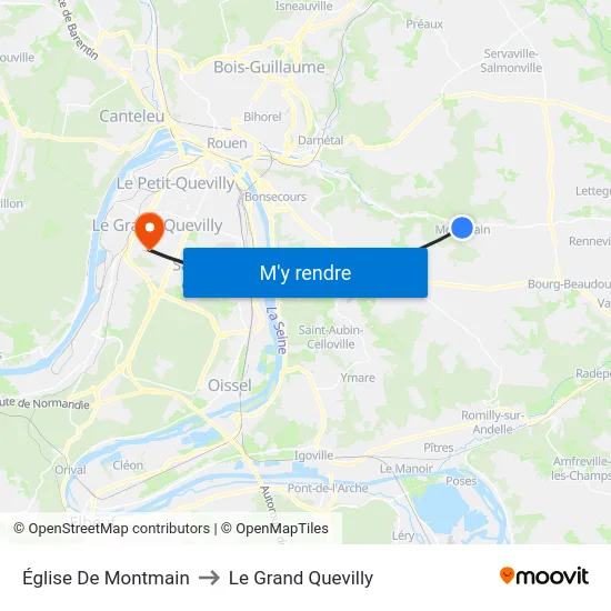 Église De Montmain to Le Grand Quevilly map