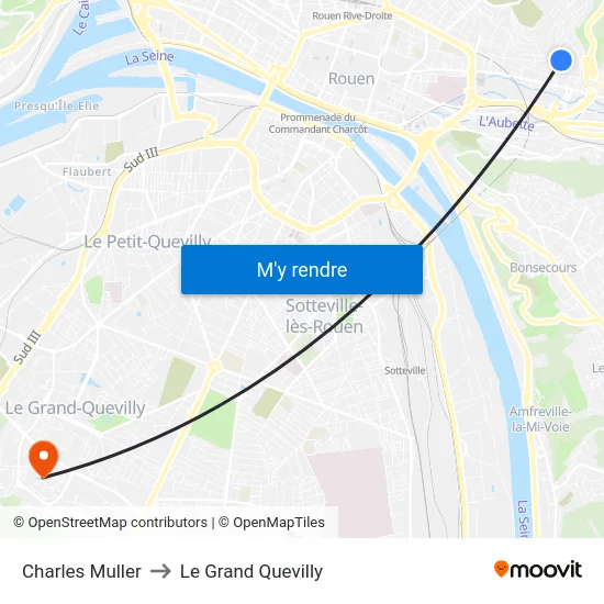 Charles Muller to Le Grand Quevilly map