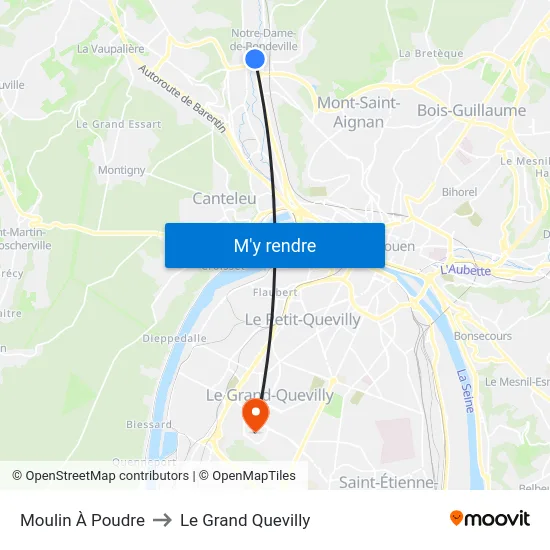 Moulin À Poudre to Le Grand Quevilly map