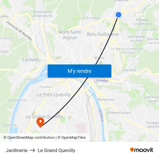 Jardinerie to Le Grand Quevilly map