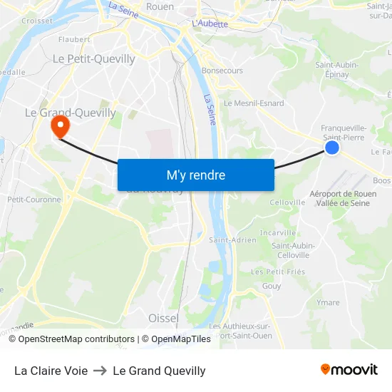 La Claire Voie to Le Grand Quevilly map