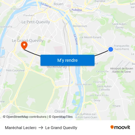 Maréchal Leclerc to Le Grand Quevilly map