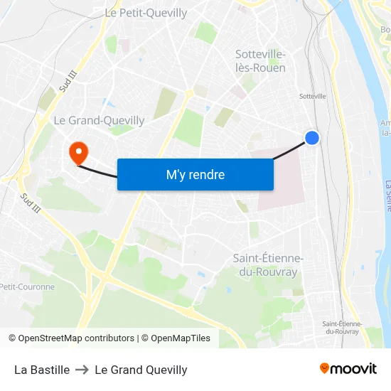 La Bastille to Le Grand Quevilly map