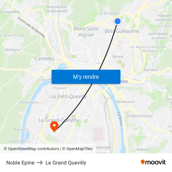 Noble Epine to Le Grand Quevilly map