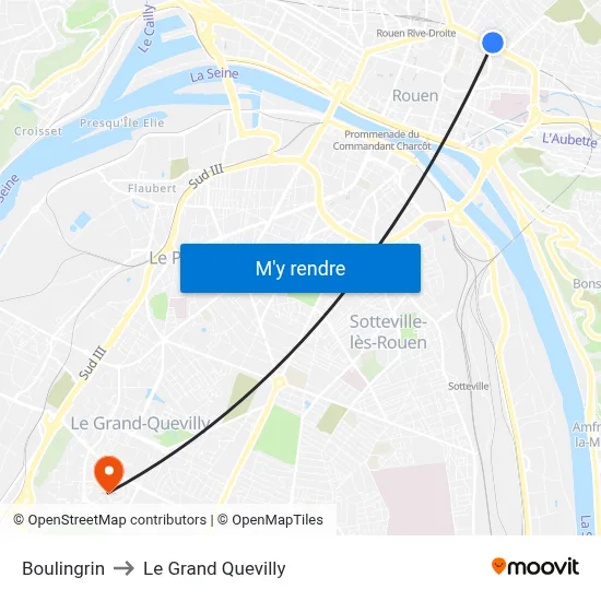 Boulingrin to Le Grand Quevilly map