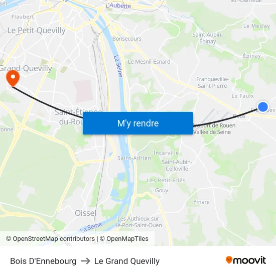 Bois D'Ennebourg to Le Grand Quevilly map