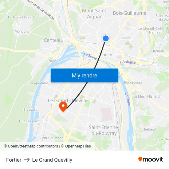 Fortier to Le Grand Quevilly map