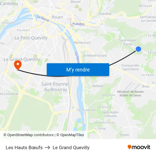 Les Hauts Bœufs to Le Grand Quevilly map