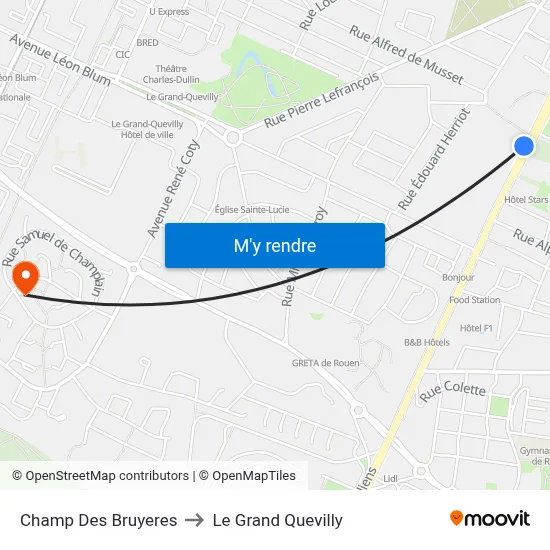 Champ Des Bruyeres to Le Grand Quevilly map