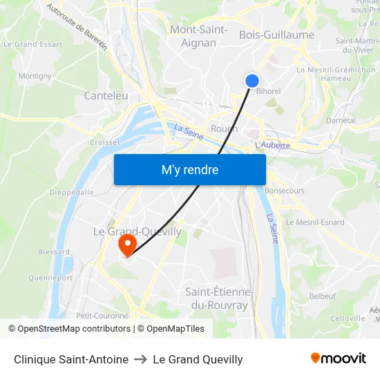 Clinique Saint-Antoine to Le Grand Quevilly map