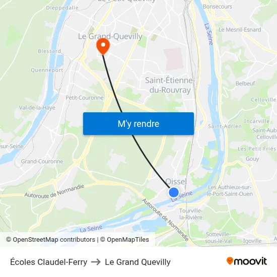Écoles Claudel-Ferry to Le Grand Quevilly map