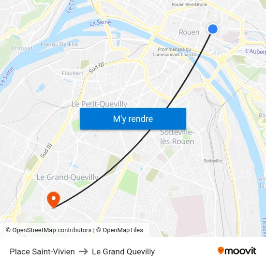 Place Saint-Vivien to Le Grand Quevilly map