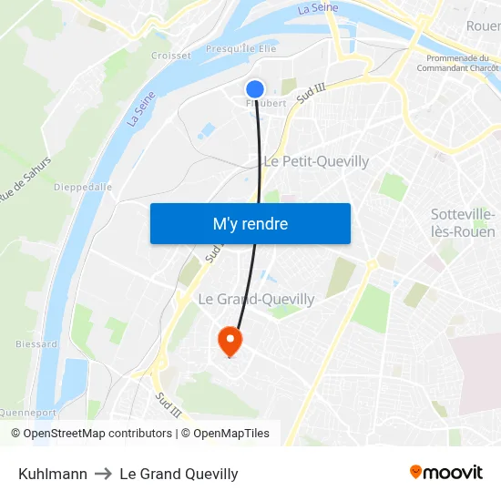 Kuhlmann to Le Grand Quevilly map