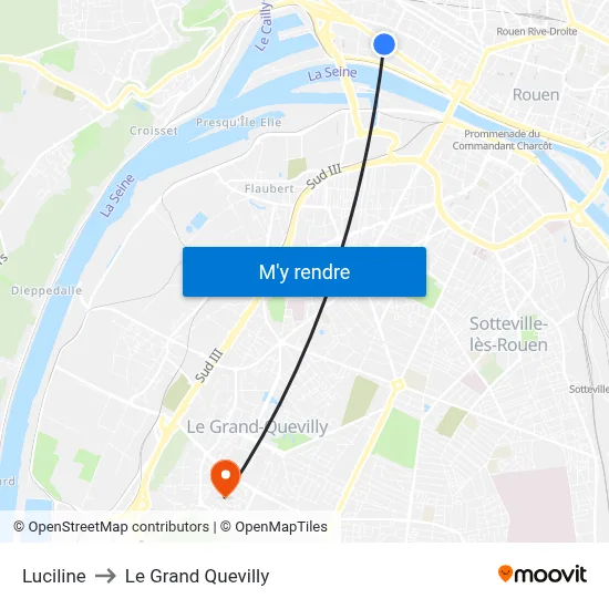 Luciline to Le Grand Quevilly map