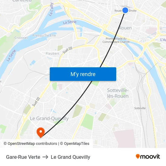 Gare-Rue Verte to Le Grand Quevilly map