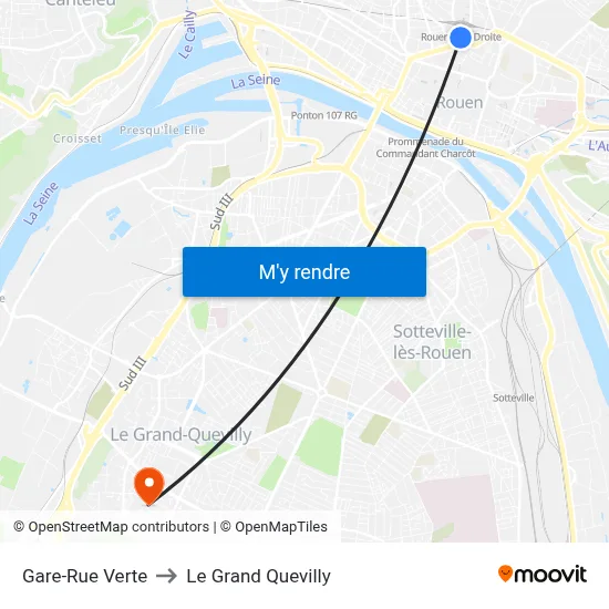 Gare-Rue Verte to Le Grand Quevilly map