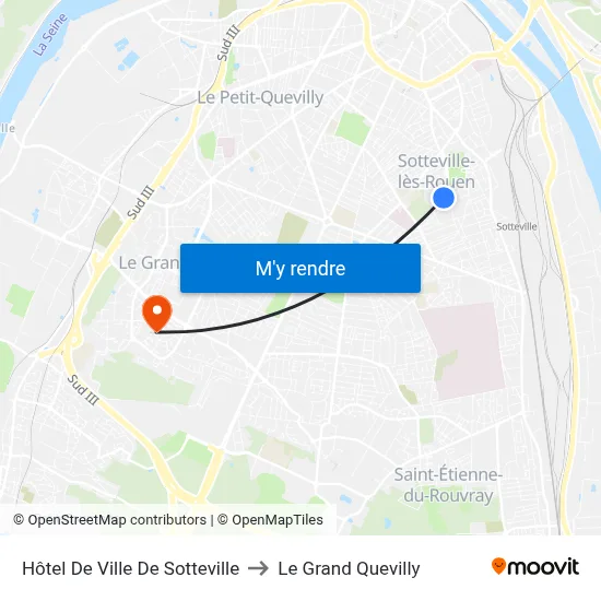 Hôtel De Ville De Sotteville to Le Grand Quevilly map