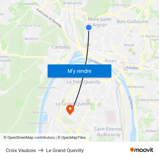 Croix Vaubois to Le Grand Quevilly map