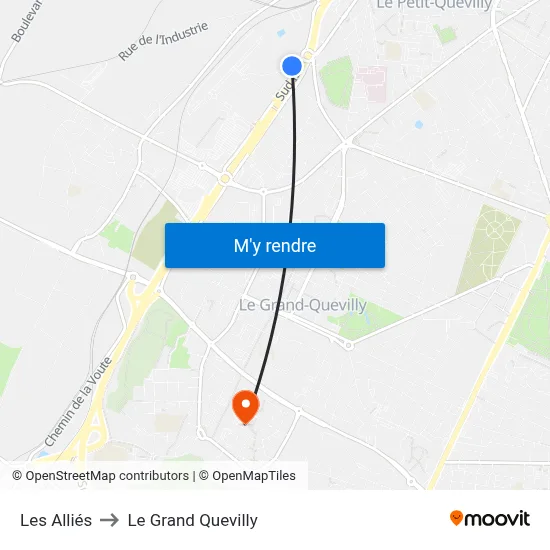 Les Alliés to Le Grand Quevilly map