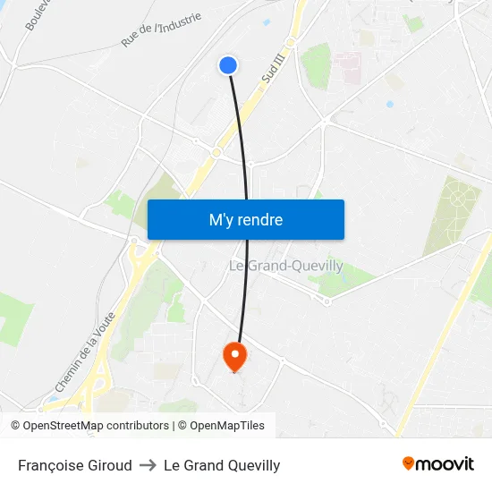 Françoise Giroud to Le Grand Quevilly map