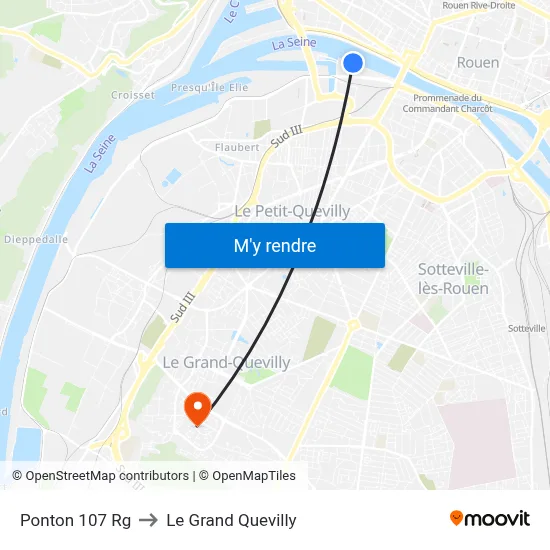 Ponton 107 Rg to Le Grand Quevilly map