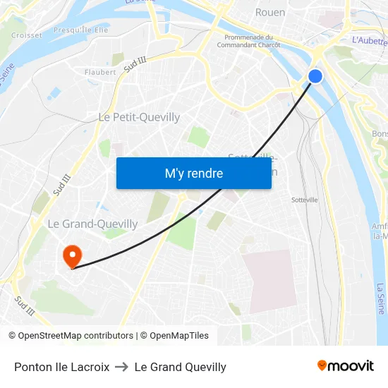 Ponton Ile Lacroix to Le Grand Quevilly map