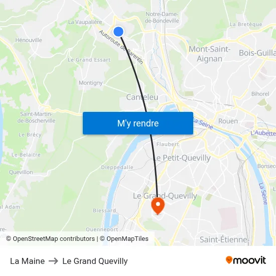 La Maine to Le Grand Quevilly map