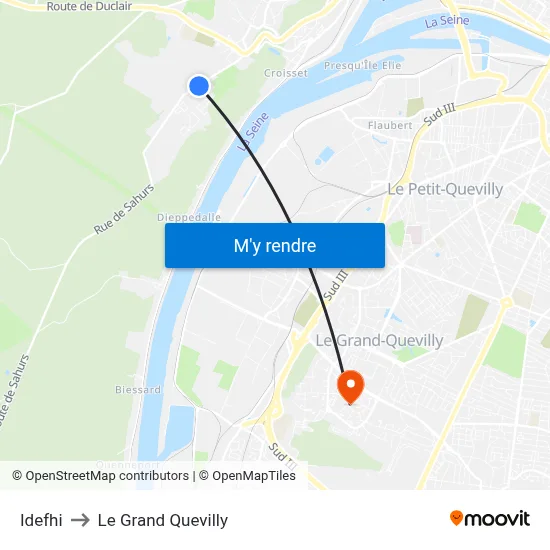 Idefhi to Le Grand Quevilly map