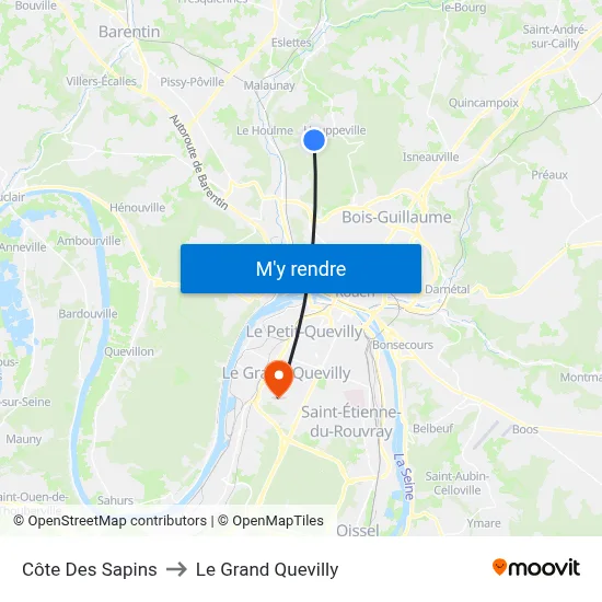 Côte Des Sapins to Le Grand Quevilly map
