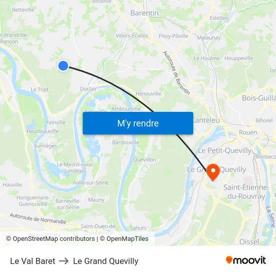 Le Val Baret to Le Grand Quevilly map