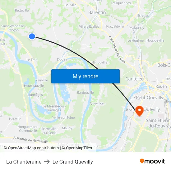 La Chanteraine to Le Grand Quevilly map
