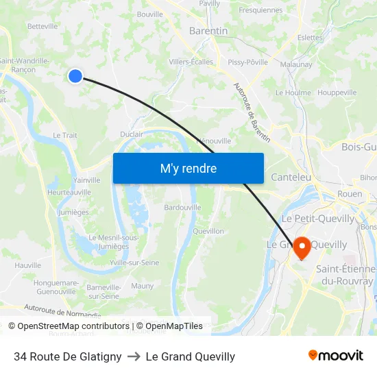 34 Route De Glatigny to Le Grand Quevilly map