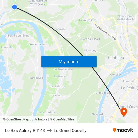 Le Bas Aulnay Rd143 to Le Grand Quevilly map