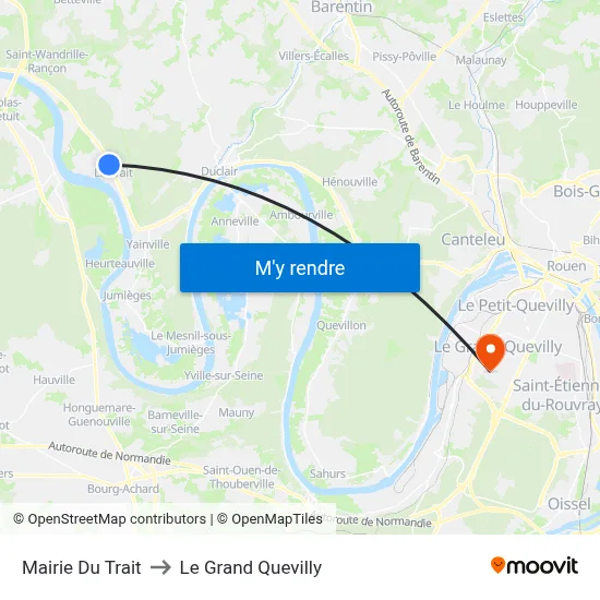 Mairie Du Trait to Le Grand Quevilly map