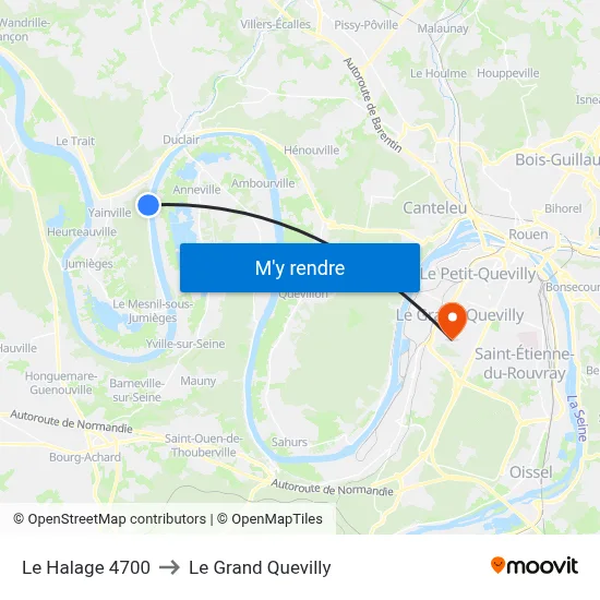 Le Halage 4700 to Le Grand Quevilly map
