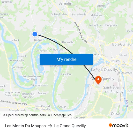 Les Monts Du Maupas to Le Grand Quevilly map