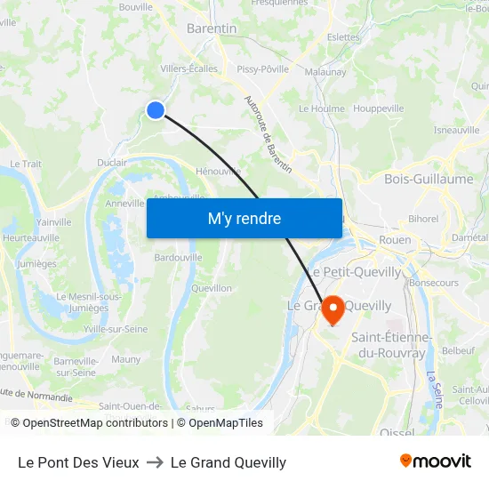Le Pont Des Vieux to Le Grand Quevilly map