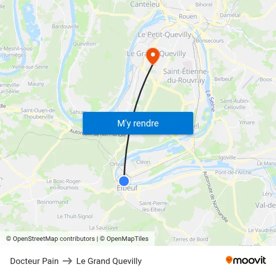 Docteur Pain to Le Grand Quevilly map