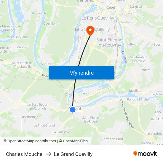 Charles Mouchel to Le Grand Quevilly map