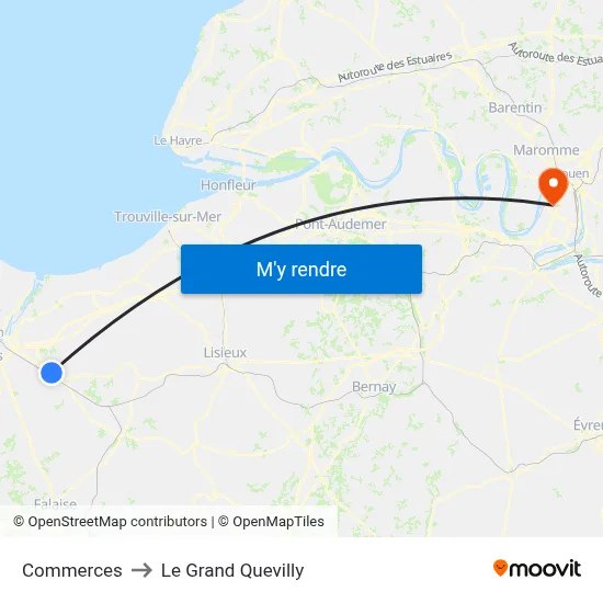 Commerces to Le Grand Quevilly map