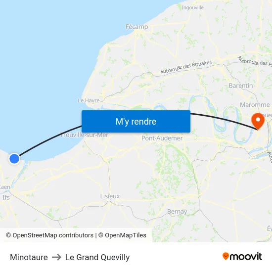 Minotaure to Le Grand Quevilly map