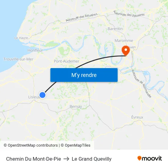 Chemin Du Mont-De-Pie to Le Grand Quevilly map