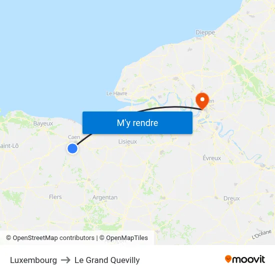 Luxembourg to Le Grand Quevilly map