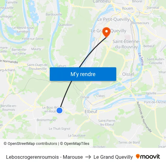 Leboscrogerenroumois - Marouse to Le Grand Quevilly map