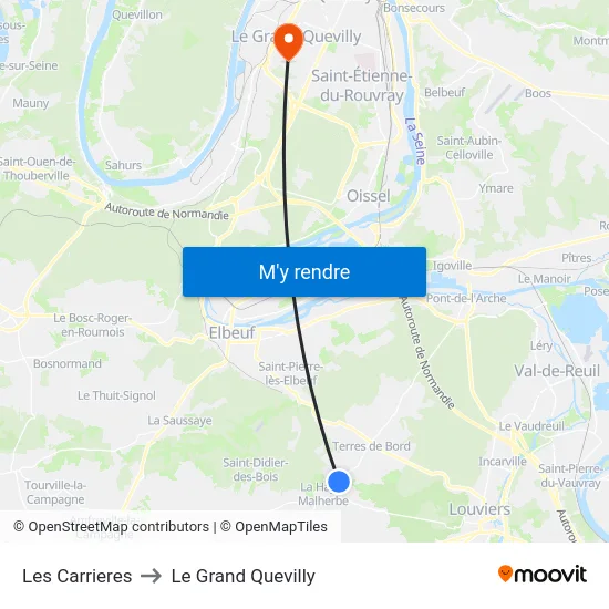 Les Carrieres to Le Grand Quevilly map