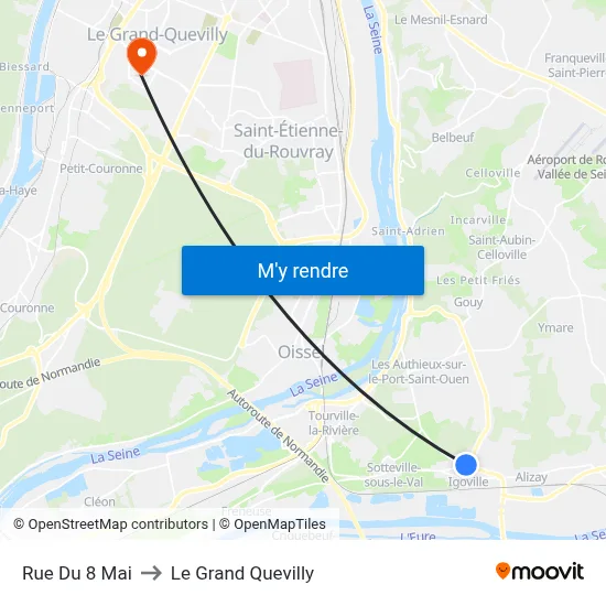 Rue Du 8 Mai to Le Grand Quevilly map