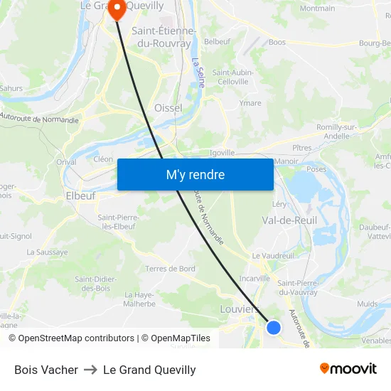 Bois Vacher to Le Grand Quevilly map