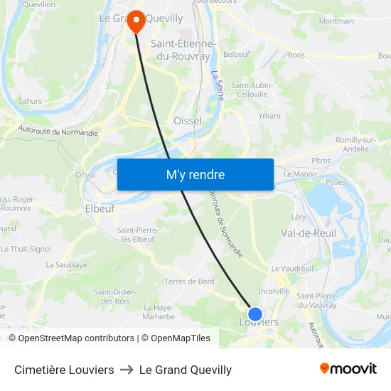 Cimetière Louviers to Le Grand Quevilly map