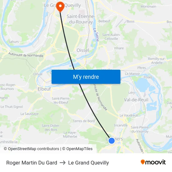 Roger Martin Du Gard to Le Grand Quevilly map