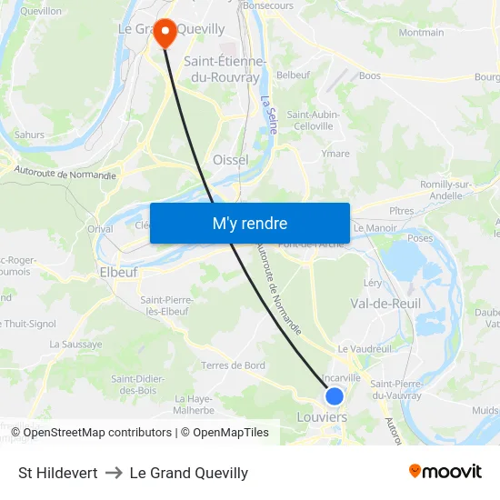 St Hildevert to Le Grand Quevilly map